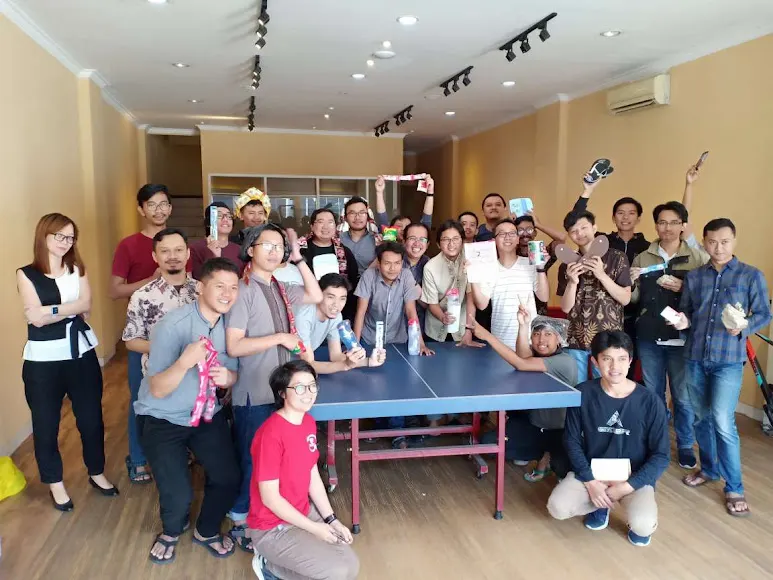 A table-tennis break in the Bandung studio